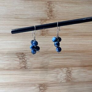 Elegant Blue Bead Cluster Earrings